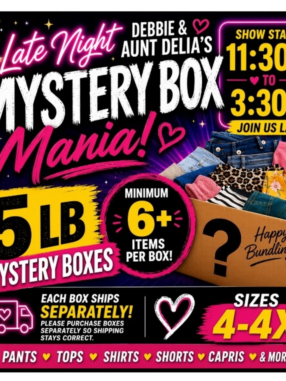 SIZE 6. BOX 2. : Mystery Box Mania 5 LB Clothing Bundle -